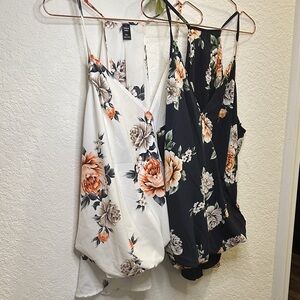 SHEIN Floral Camisoles - White and Black bundle deal.